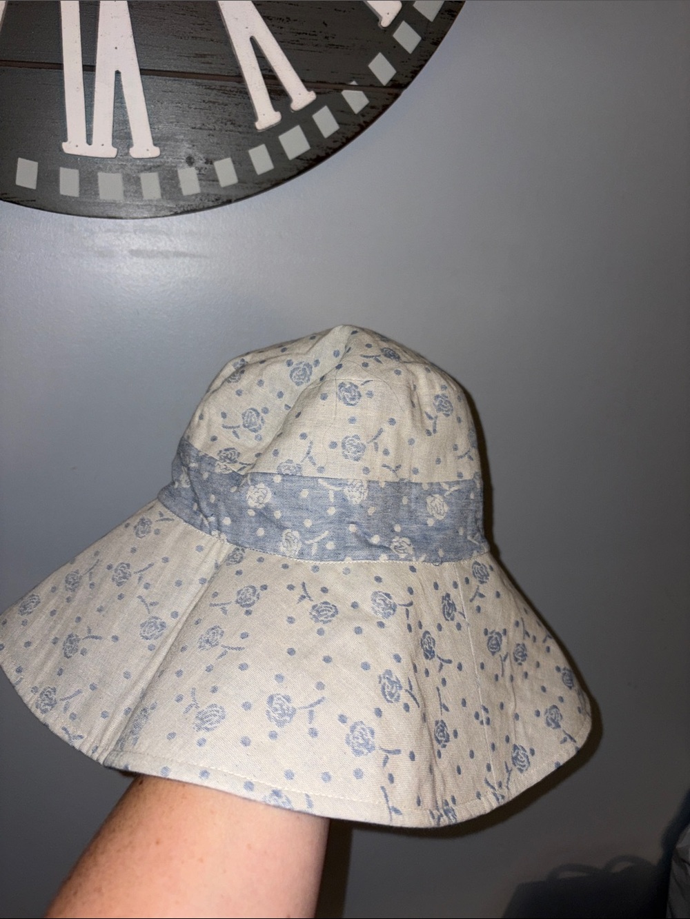 Adult Light Blue Floral Sun Hat